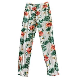 L'ATISTE Tropical Hibiscus Floral Tapered Vacation Summer Pants Small